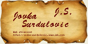 Jovka Surdulović vizit kartica